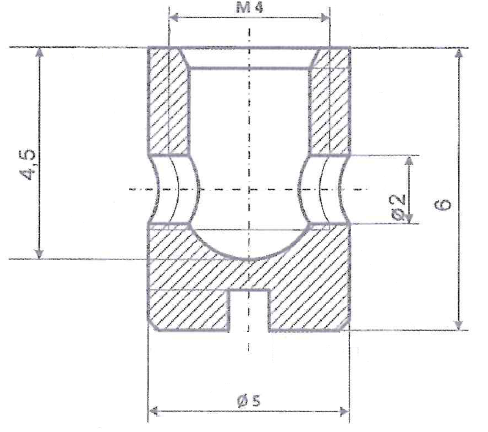Fix Nippel FN 1132 Schraubnippel mit Schlitz 5 x 6 Bohr- Ø 2,0 Messing
