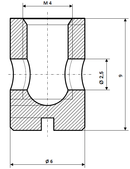 Screw nipple bore Ø 2.5 mm, shaft Ø 6 mm, nickel-plated brass