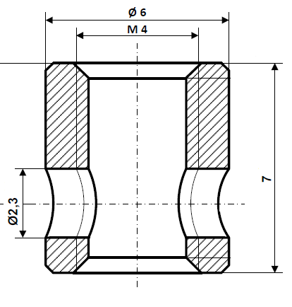 Screw nipple bore Ø 2.3 mm, shaft Ø 6 mm, nickel-plated brass