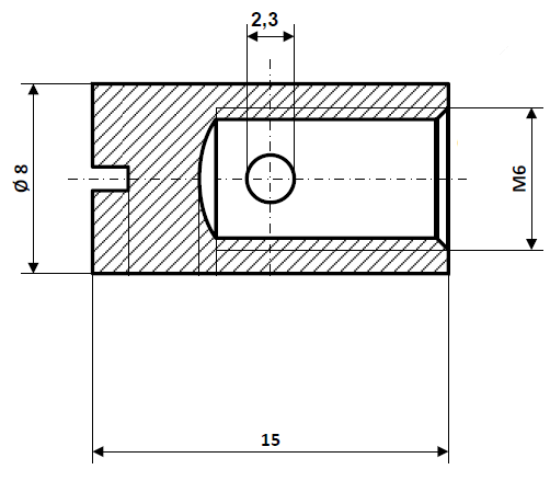 Screw nipple bore Ø 2.3 mm, shaft Ø 8 mm, nickel-plated brass