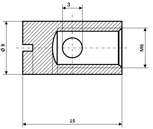 Screw nipple bore Ø 3.0 mm, shaft Ø 8 mm, nickel-plated brass