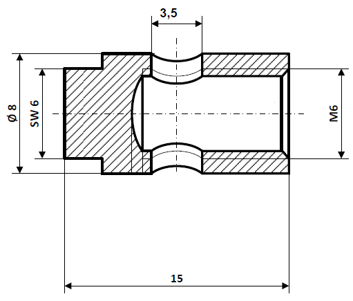Screw nipple bore diameter 3.5 mm, nickel-plated brass
