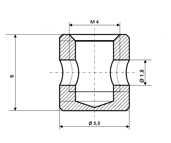 Screw nipple bore Ø 1.8 mm, shaft Ø 5.5 mm nickel-plated brass