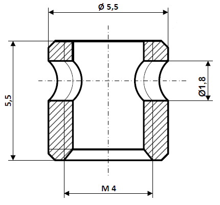 Screw nipple bore Ø 1.8 mm, shaft Ø 5.5 mm nickel-plated brass