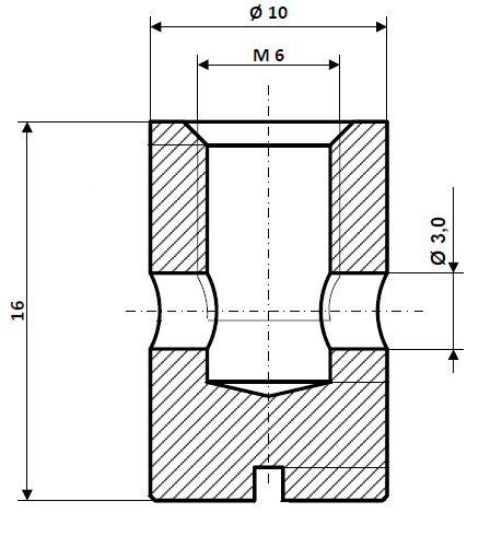 Screw nipple bore Ø 3.0 mm, shaft Ø 10 mm, nickel-plated brass