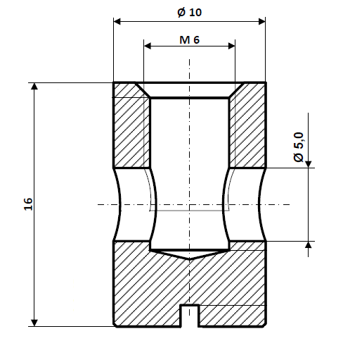 Diametro foro nipplo a vite 5,0 mm, ottone nichelato