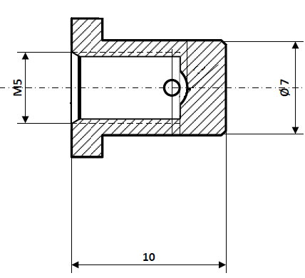 Screw nipple bore Ø 2.2 mm, shaft Ø 7 mm brass