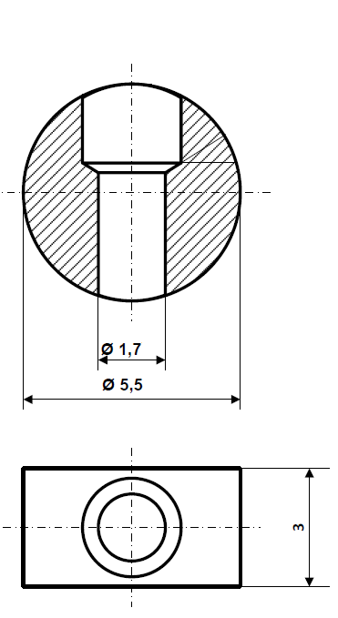 Lötnippel 2,5 x 5,5 mm Messing