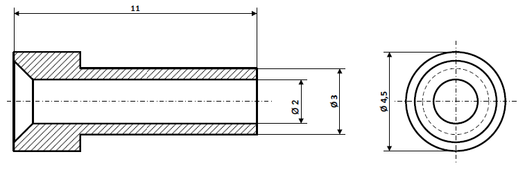 Lötnippel 4,5 x 11 mm Messing
