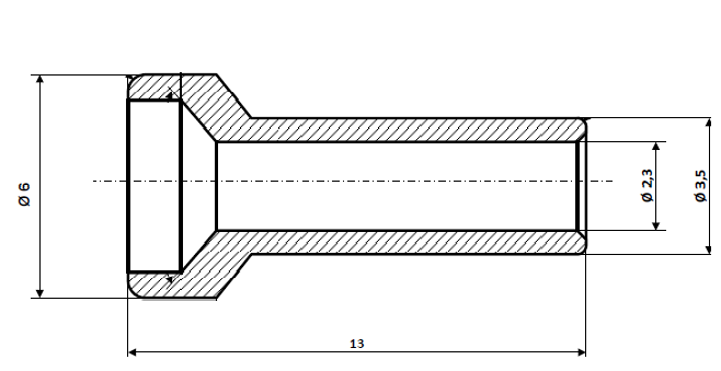 Lötnippel 6 x 13 mm Messing