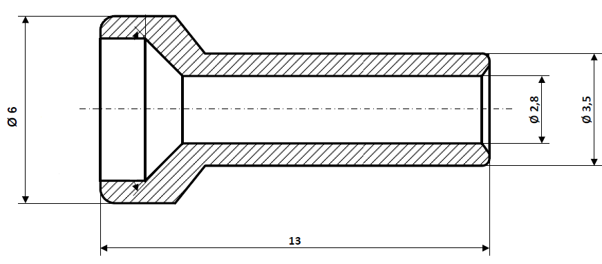 Lötnippel 6 x 13 mm Messing