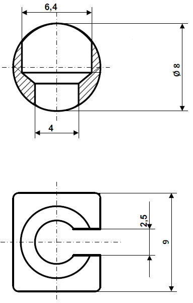 Opnamesleufbreedte 2,5 mm messing