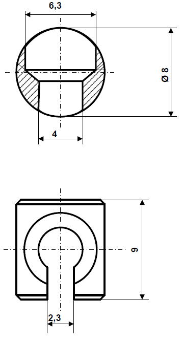 Inspelningsspårbredd 2,3 mm mässing