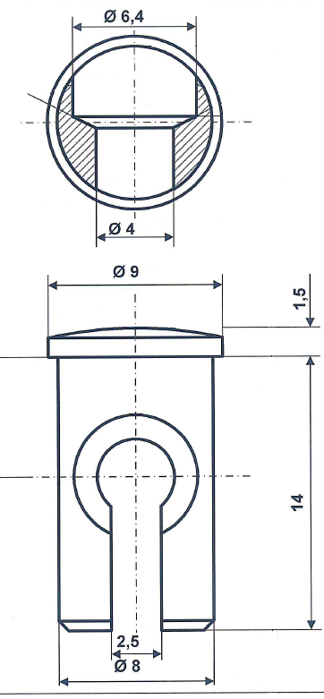 Inspelningsspårbredd 2,5 mm mässing