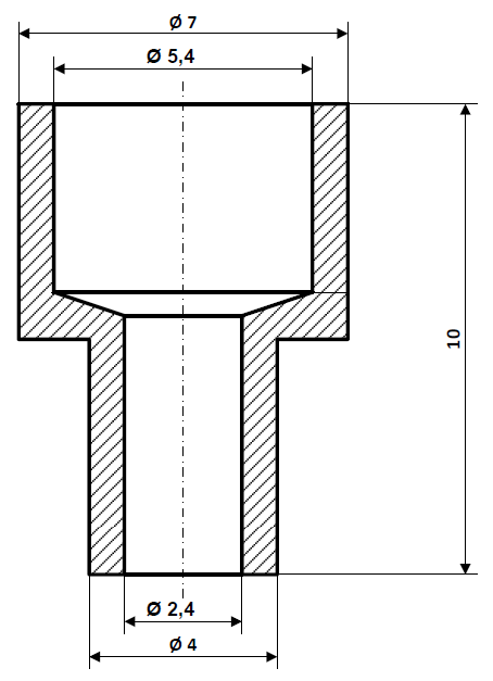 Genomgående hylsa Ø 2,4 mm förnicklad mässing