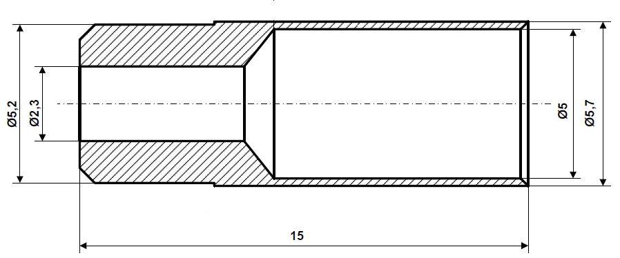 Genomgående hylsa Ø 2,3 mm förnicklad mässing