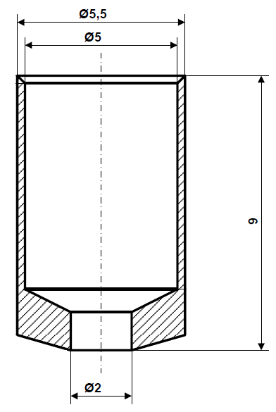 Huls 5 x 9 messing vernikkeld