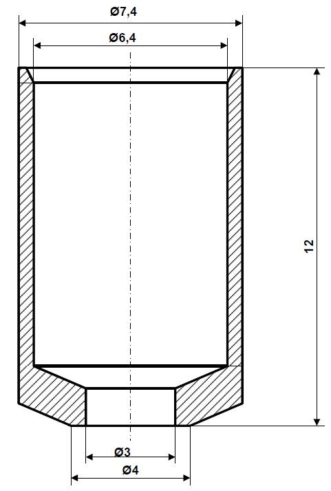 Huls 6,4 x 12 vernikkeld messing