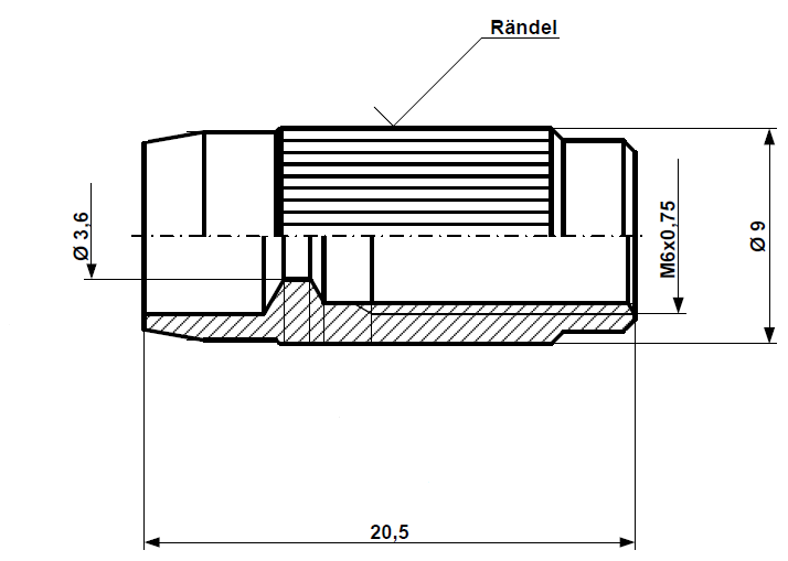 Perceuse à vis de réglage. Jeu de 2,9 mm M 6 x 21,6 en laiton nickelé