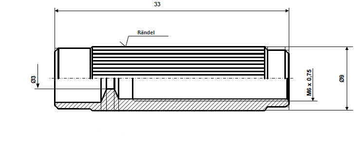 Gängad hylshåldiameter 3,5 mm M 6 x 0,75 mm förnicklad mässing