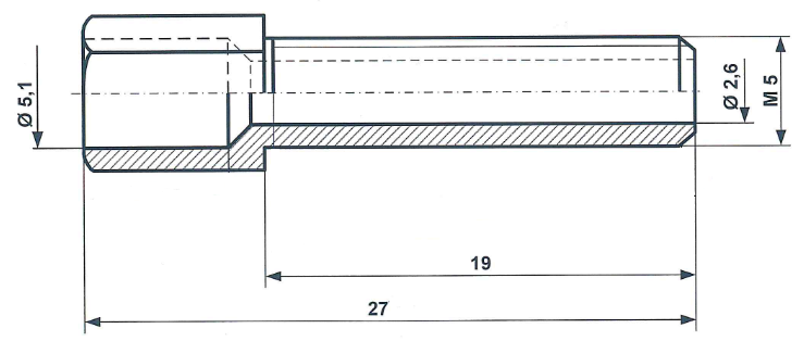 Śruby regulacyjne, mocowane za pomocą nakrętki M 5 x 34, mosiądz niklowany