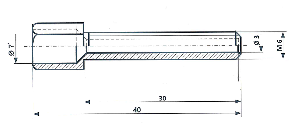 Zestaw śrub regulacyjnych M 6 x 40, mosiądz niklowany