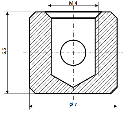 Alésage du raccord fileté Ø 2,0 mm, tige Ø 7 mm, laiton nickelé