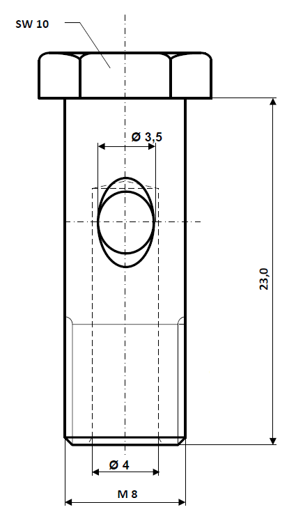 Skruvnippelhål Ø 2,5 mm, axel Ø 6 mm, förnicklad mässing