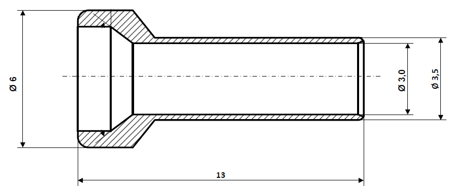 Lötnippel 6 x 13 mm Messing