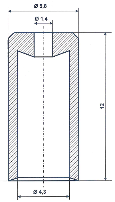 Hylsa 4,3 x 12 svärtad mässing