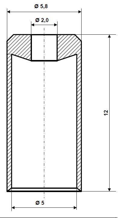 Hylsa 5 x 12 svärtad mässing