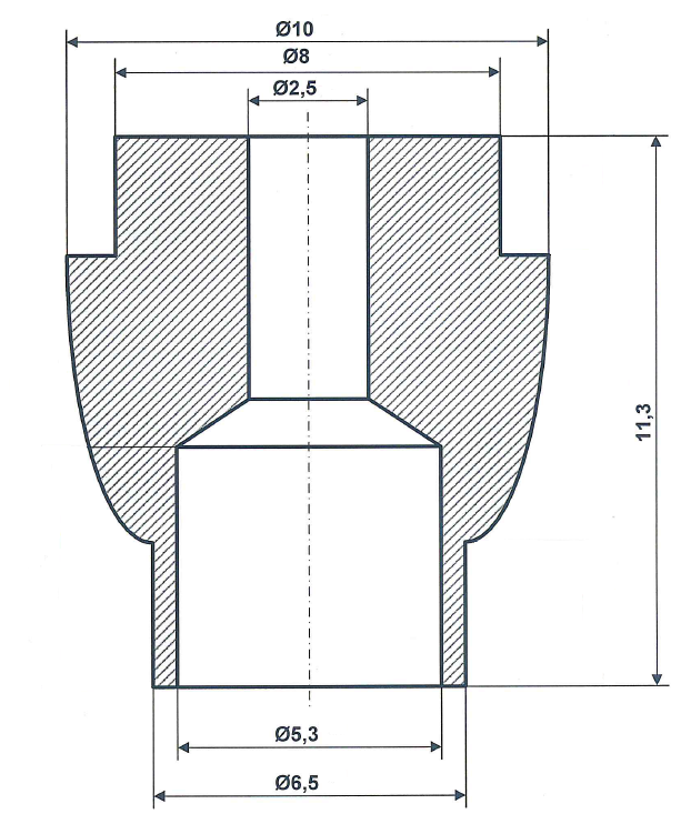 Hylshål 2,5 mm aluminium