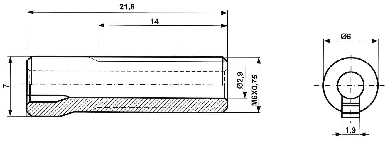 Regulacja wiertarki śrubowej. Mosiądz niklowany 2,9 mm M 6 x 21,6