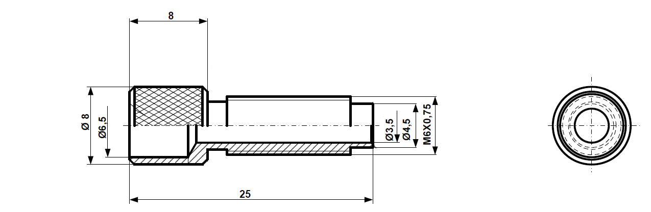 Justerskruvar M 6 x 25 förnicklad mässing