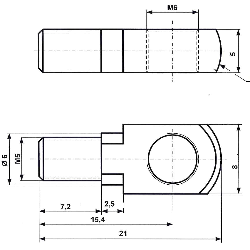 Adjusting screws M 6 x 40 set, nickel-plated brass