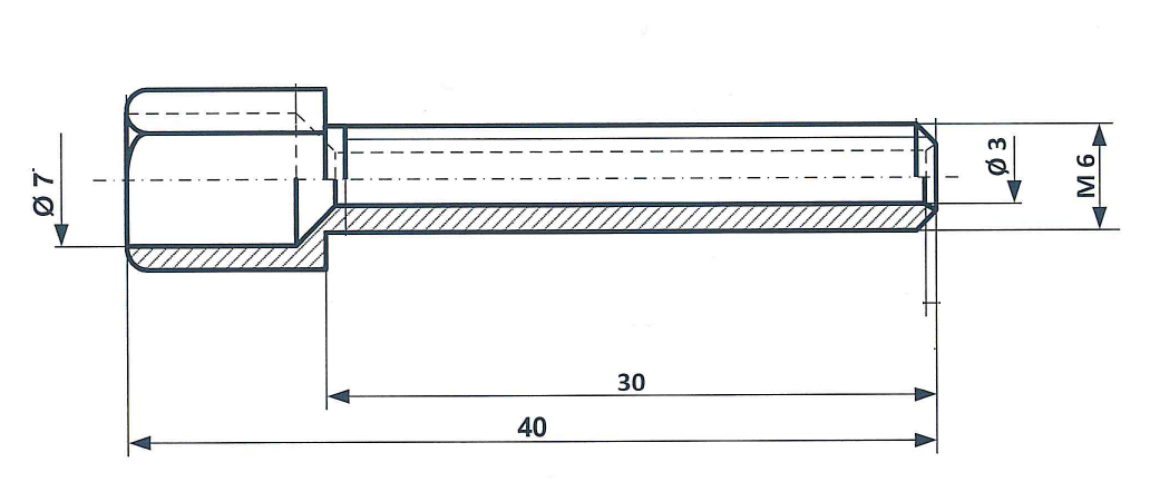 Adjusting screws M 6 x 40 set, nickel-plated brass