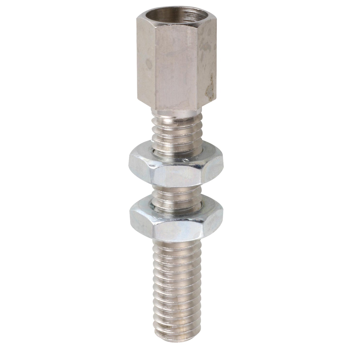 Adjusting screws, mounted with 2 x nuts M 6 x 34 nickel-plated brass