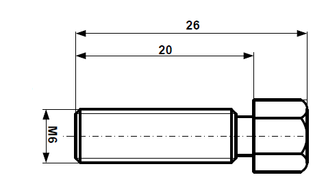 Stelschroeven, gemonteerd met moer M 6 x 34 messing vernikkeld